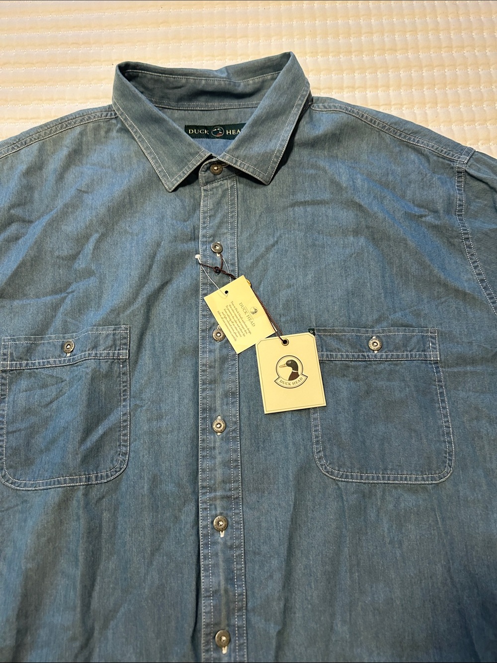 Duck Head Men's Denim Button-Down Shirt - Blue XXL